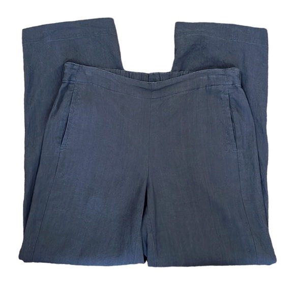 J. Jill Pants - J. Jill Linen Stretch Pull On Pant Women's Petite 8 Gray Straight Leg Inseam 27"